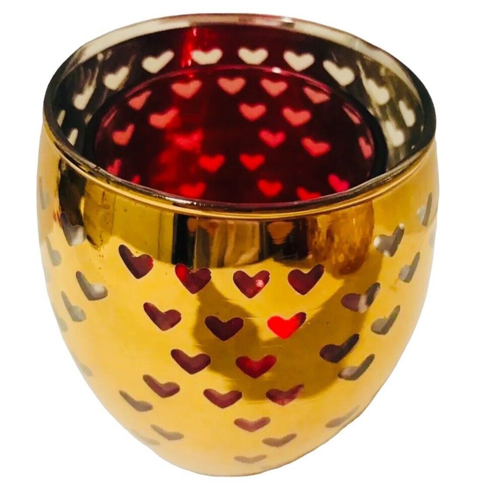Yankee Candle Hearts Marrakesh Nights Votive Gold Mirror Finish Candle Holder